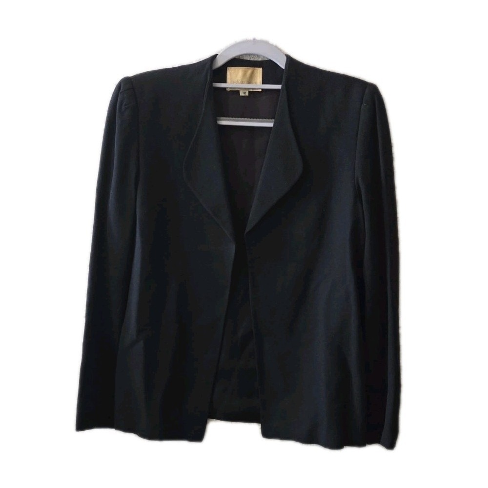 Ellen Tracy Vintage Black 100% Wool Blazer Jacket Women's Size 12 Classic